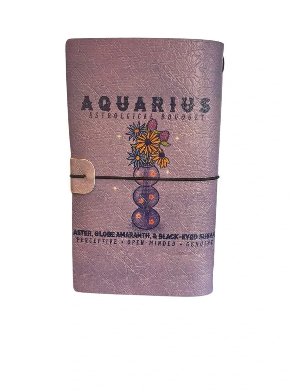 Travelers Notebook Journal Refillable Faux Leather A3 Zodiac Aquarius Purple